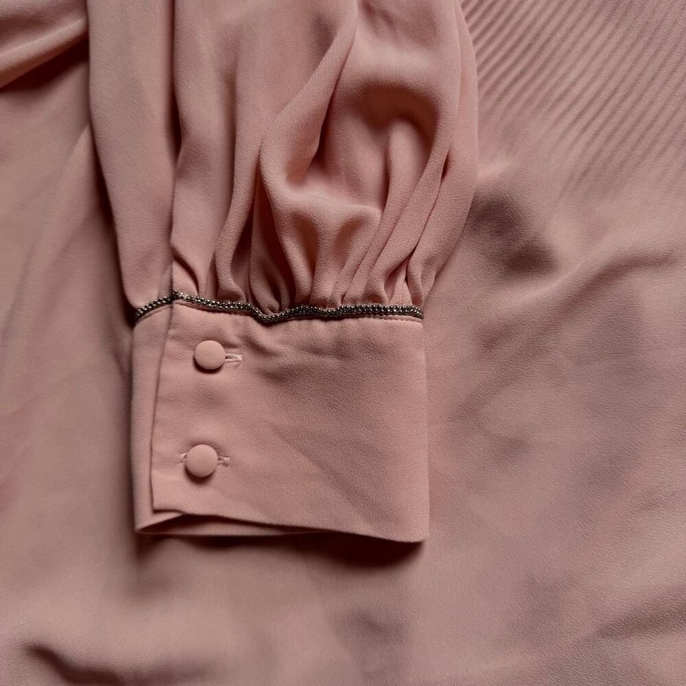The Limited Pleated Ruffle Romantic Chiffon Blouse in Dusty Rose / Pink Large - Picture 2 of 6